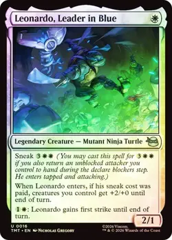 NM Foil Leonardo, Leader in Blue, MTG, TMNT, Magic the Gathering, 16 - Image 1