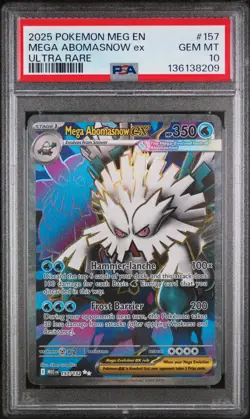2025 POKEMON MEG EN-MEGA EVOLUTION ULTRA RARE #157 MEGA ABOMASNOW EX PSA 10 - Image 1