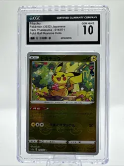 2022 Pokemon Dark Phantasma JP Pikachu Reverse Holo Poke Ball Gem Mint 10 - Image 1