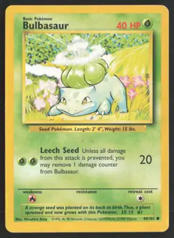 Pokemon TCG | Bulbasaur 44/102 | Common | Base Set | Moderately Played - Image 2