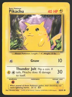 Pokemon TCG | Pikachu 58/102 | Common | Base Set | Moderately Played - Image 2