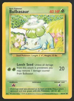 Pokemon TCG | Bulbasaur 44/102 | Common | Base Set | Moderately Played - Image 2