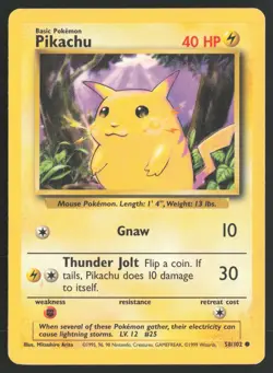 Pokemon TCG | Pikachu 58/102 | Common | Base Set | Moderately Played - Image 2