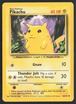 Pokemon TCG | Pikachu 58/102 | Common | Base Set | Moderately Played - Image 2
