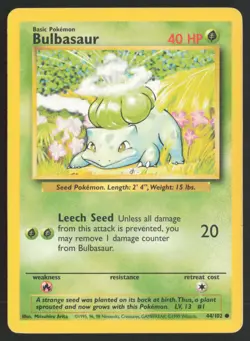 Pokemon TCG | Bulbasaur 44/102 | Common | Base Set | Moderately Played - Image 2