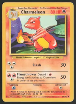 Pokemon TCG | Charmeleon 24/102 | Uncommon | Base Set | Moderately Played - Image 2