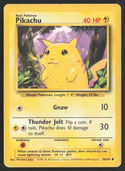 Pokemon TCG | Pikachu 58/102 | Common | Base Set | Moderately Played - Image 2