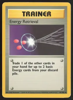 Pokemon TCG | Energy Retrieval 81/102 | Uncommon | Base Set | Moderately Played - Image 2
