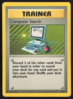 Pokemon TCG | Computer Search 71/102 | Rare | Base Set | Moderately Played - Image 2
