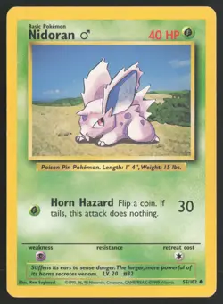 Pokemon TCG | Nidoran M 55/102 | Common | Base Set | Moderately Played - Image 2