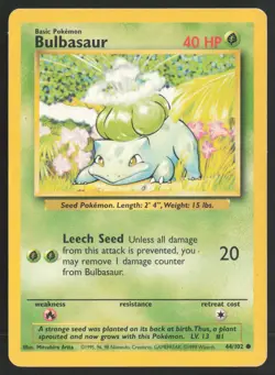 Pokemon TCG | Bulbasaur 44/102 | Common | Base Set | Moderately Played - Image 2