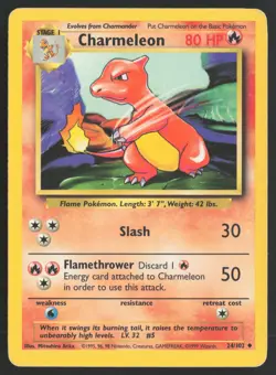 Pokemon TCG | Charmeleon 24/102 | Uncommon | Base Set | Moderately Played - Image 2