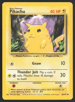 Pokemon TCG | Pikachu 58/102 | Common | Base Set | Moderately Played - Image 2