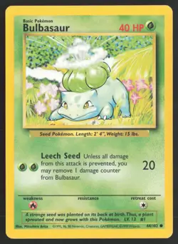 Pokemon TCG | Bulbasaur 44/102 | Common | Base Set | Moderately Played - Image 2