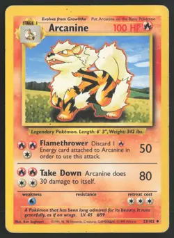 Pokemon TCG | Arcanine 23/102 | Uncommon | Base Set | Moderately Played - Image 2