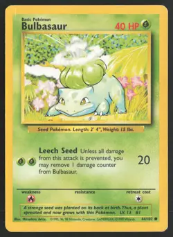 Pokemon TCG | Bulbasaur 44/102 | Common | Base Set | Moderately Played - Image 2