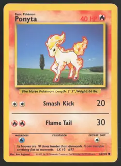 Pokemon TCG | Ponyta 60/102 | Common | Base Set | Moderately Played - Image 2