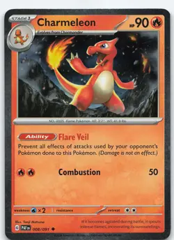 Charmeleon - (Cosmos Holo) 008/091 Uncommon Paldean Fates Promo NM Pokemon - Image 1