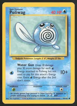 Pokemon TCG | Poliwag 59/102 | Common | Base Set | Moderately Played - Image 2