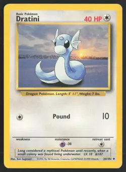 Pokemon TCG | Dratini 26/102 | Uncommon | Base Set | Moderately Played - Image 2