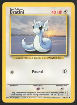 Pokemon TCG | Dratini 26/102 | Uncommon | Base Set | Moderately Played - Image 2