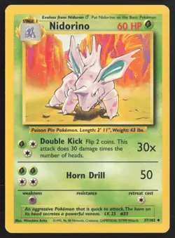Pokemon TCG | Nidorino 37/102 | Uncommon | Base Set | Lightly Played - Image 2