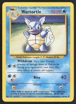 Pokemon TCG | Wartortle 42/102 | Uncommon | Base Set | Moderately Played - Image 2