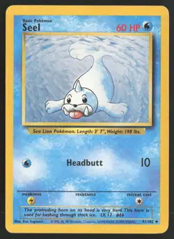 Pokemon TCG | Seel 41/102 | Uncommon | Base Set | Moderately Played - Image 2