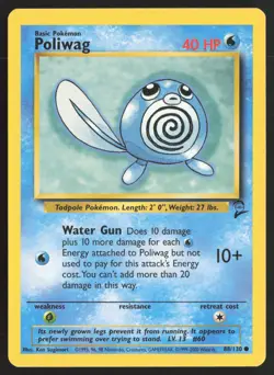 Pokemon TCG | Poliwag 88/130 | Common | Base Set 2 | Lightly Played - Image 2