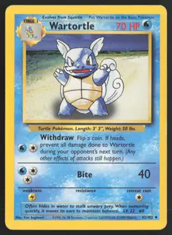 Pokemon TCG | Wartortle 42/102 | Uncommon | Base Set | Moderately Played - Image 2
