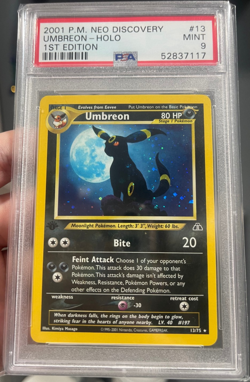2001 Pokemon Neo Discovery Umbreon 1st Editon Holo PSA 9 Mint GREAT SWIRL - Image 1