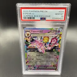 Pokemon Prismatic Evolutions Espeon ex 034/131 Surprise Box Stamped PSA 10 - Image 1