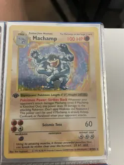 Pokemon Machamp 1st Edition Holo Rare Base Set 8/102 HP100 1999 Card - Image 1
