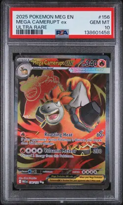 2025 POKEMON MEG EN-MEGA EVOLUTION ULTRA RARE #156 MEGA CAMERUPT EX PSA 10 - Image 1