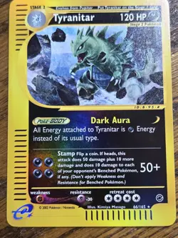 Pokemon Base Set Expedition #66/165 non-holo TYRANITAR --never played-- - Image 1