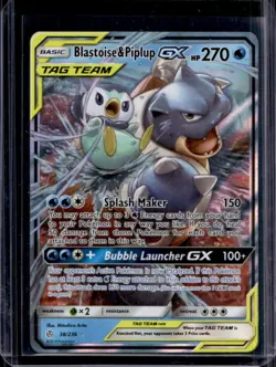 2019 Pokemon SM Cosmic Eclipse Blastoise Piplup Tag Team Holo #38/236 - Image 1