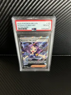 2025 POKEMON MEG EN-MEGA EVOLUTION ULTRA RARE #165 ACEROLA'S MISCHIEF PSA 10 - Image 1
