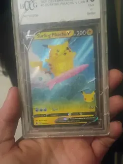 Pokemon TCG Holo Ultra Rare Full Art surfing pikachu - Image 1