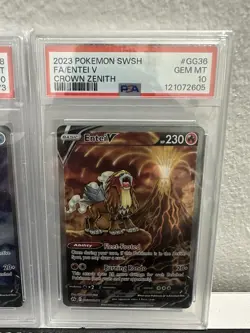 Pokemon TCG 2023 Suicune, Raikou, Entei v Crown Zenith GG36, GG38, GG41 PSA 10 - Image 2