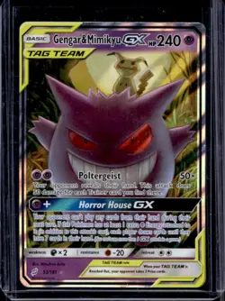 2019 Pokemon SM Team Up Gengar Mimikyu Holo #53/181 - Image 1