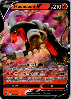 Houndoom V - 021/189 - Pokemon Darkness Ablaze Sword & Shield Ultra Rare Card NM - Image 1