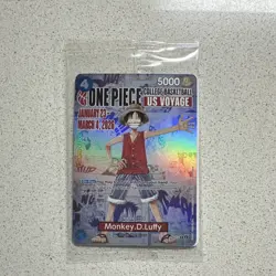 Bandai Namco One Piece CCG Monkey.D.Luffy US Voyage Promo Foil Full Art Card - Image 1