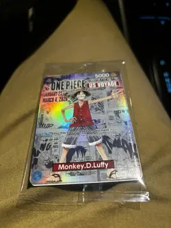 Bandai Namco One Piece CCG Monkey D. Luffy US Voyage Promo Holo Card P-055 - Image 1