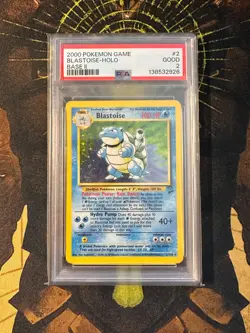Pokemon Blastoise 2/130 Base Set 2 Holo Vintage PSA 2 - Image 1