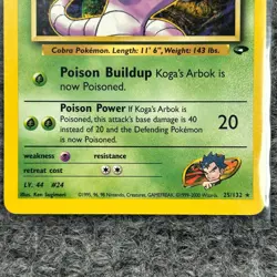 Vintage Pokemon Gym Challenge Koga's Arbok 25/132 Rare NM - Image 4