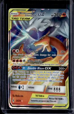 2019 Pokemon SM Unbroken Bonds Reshiram Charizard Tag Team Holo #20/214 - Image 1