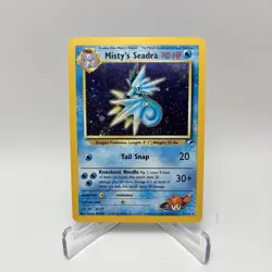 Pokemon TCG Misty's Seadra Holo Rare Gym Heroes Prerelease 9/132 Swirl! - Image 1