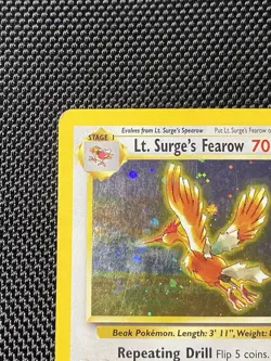 Lt. Surge's Fearow Holo Swirl Rare 7/132 Pokemon Gym Heroes English WOTC LP - Image 2