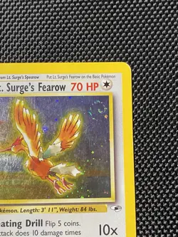 Lt. Surge's Fearow Holo Swirl Rare 7/132 Pokemon Gym Heroes English WOTC LP - Image 3