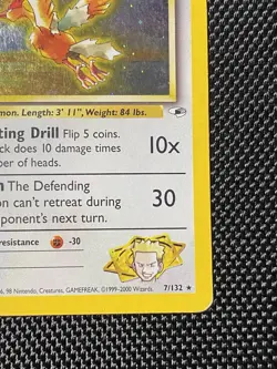 Lt. Surge's Fearow Holo Swirl Rare 7/132 Pokemon Gym Heroes English WOTC LP - Image 4